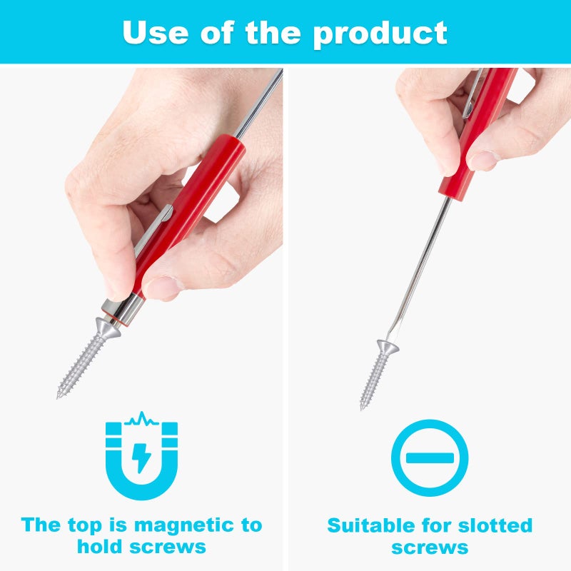 Earthtec (10) TEN for Snap on Pocket Screwdriver, Flat Tip Screwdrivers, RED ~ Magnetic .NEW. R86855 - Image 3